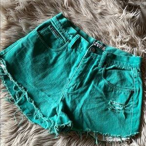 Vintage New York Jeans teal cut off jean shorts